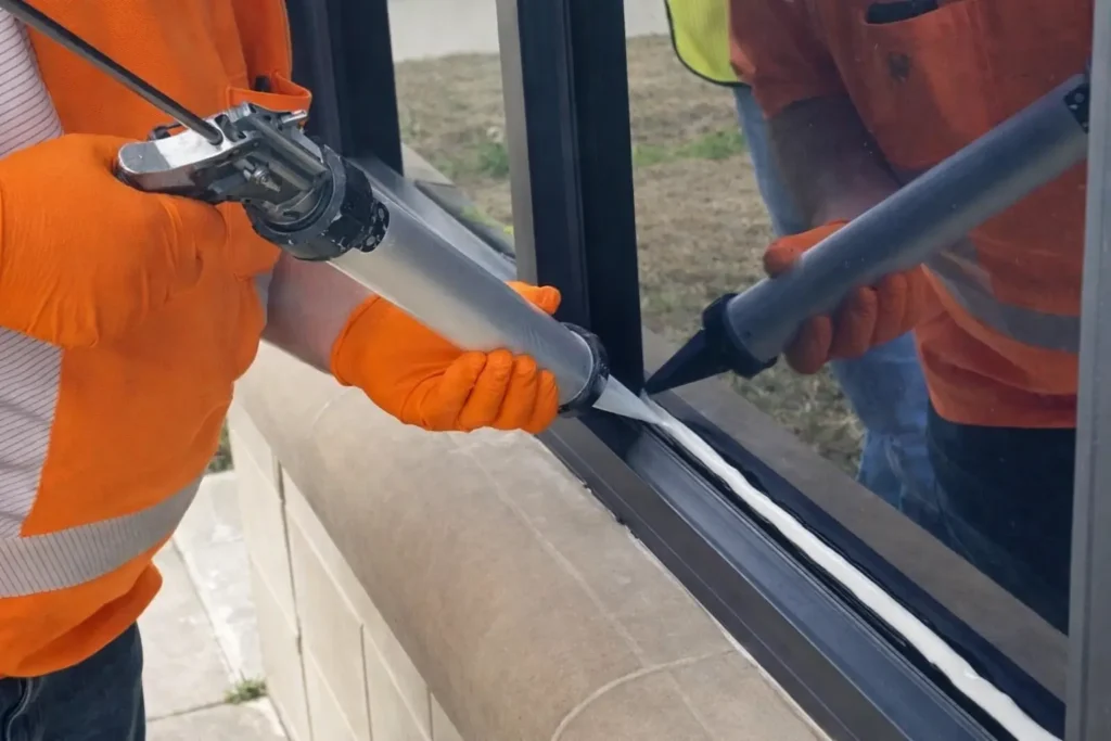 Exterior window caulking on Canadian home frame